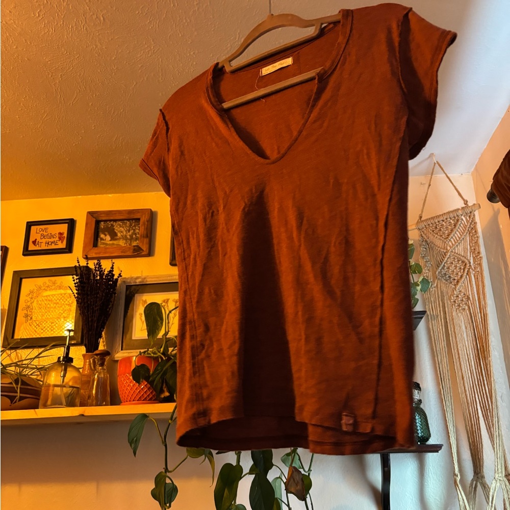 We The Free Burnt Orange V-Neck Tee